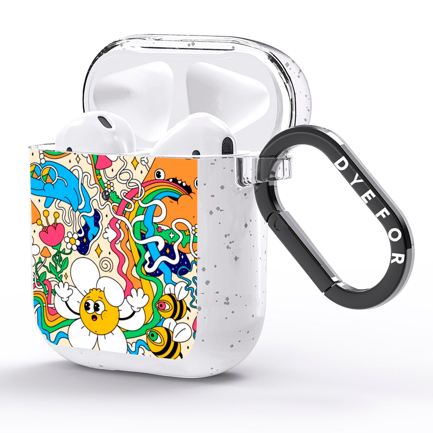 Psychedelic Trippy AirPods Glitter Case Side Image