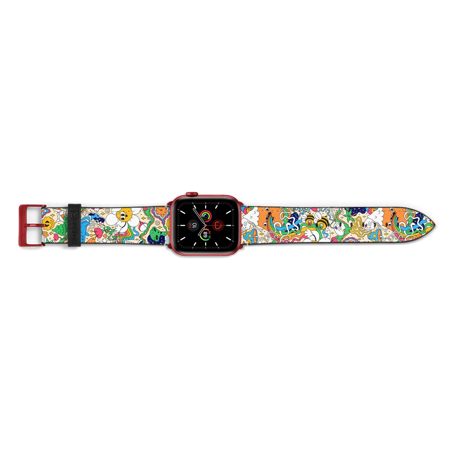 Psychedelic Trippy Apple Watch Strap Landscape Image Red Hardware