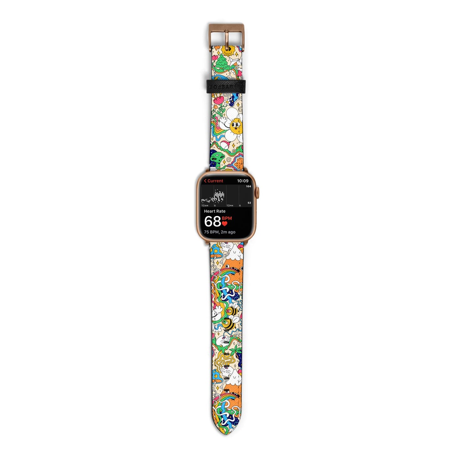 Psychedelic Trippy Apple Watch Strap Size 38mm with Gold Hardware