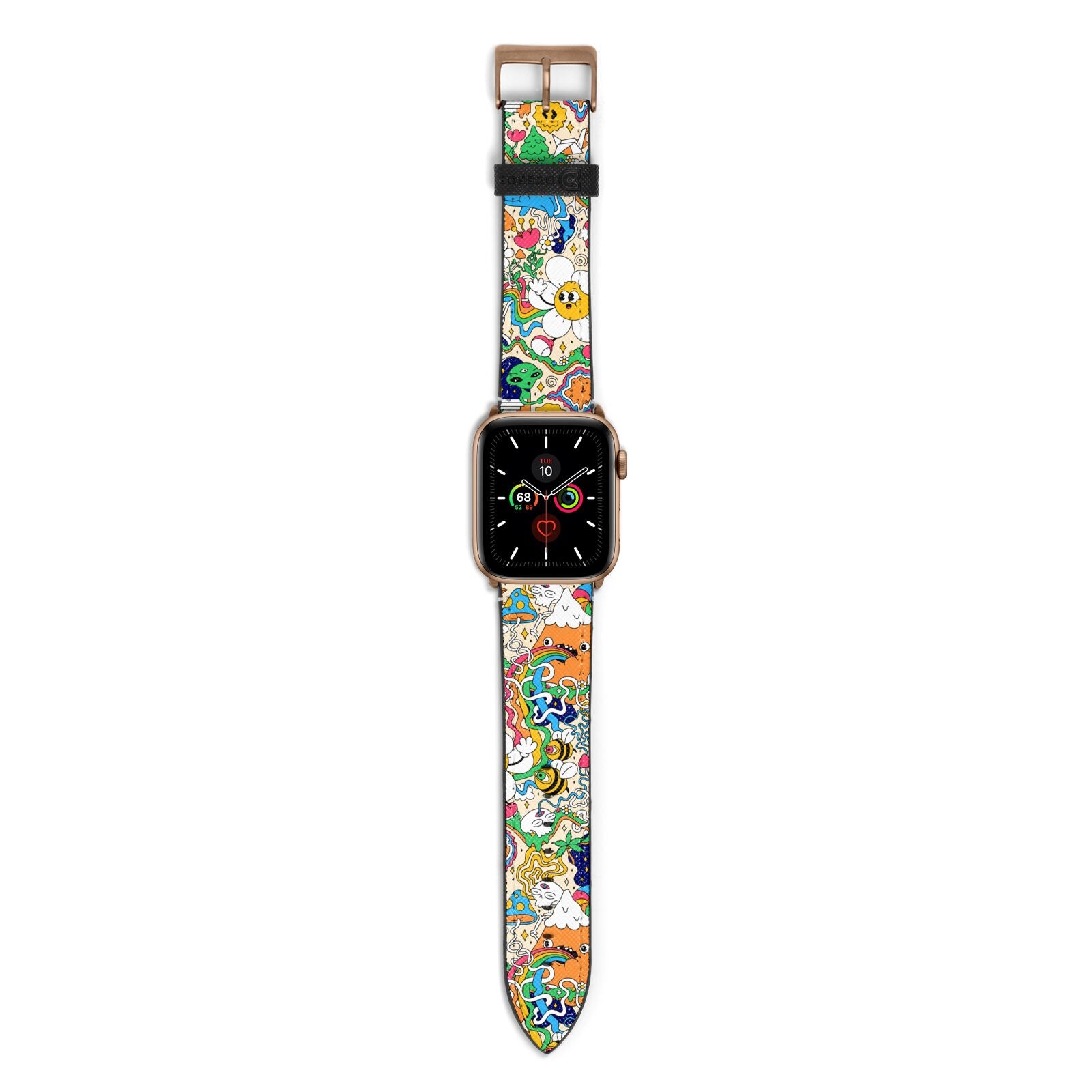 Psychedelic Trippy Apple Watch Strap with Gold Hardware