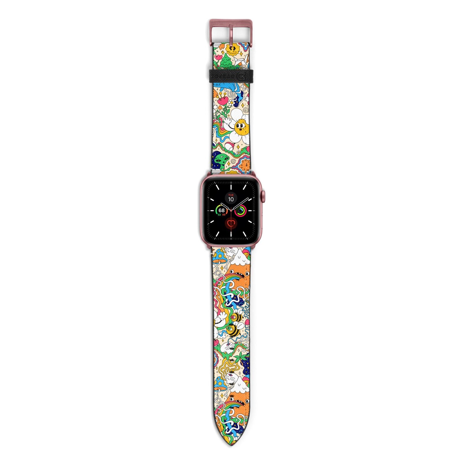 Psychedelic Trippy Apple Watch Strap with Rose Gold Hardware