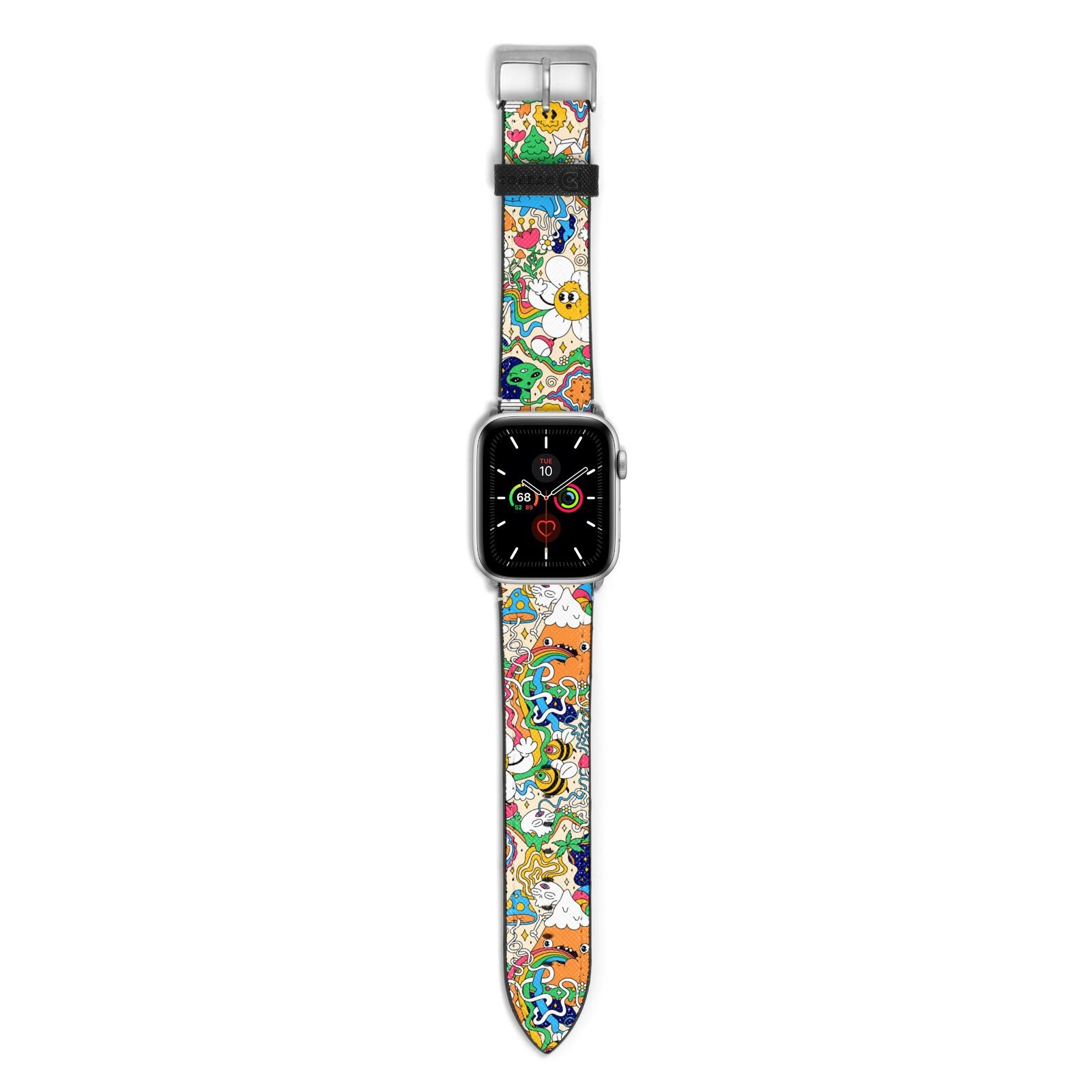 Psychedelic Trippy Apple Watch Strap with Silver Hardware