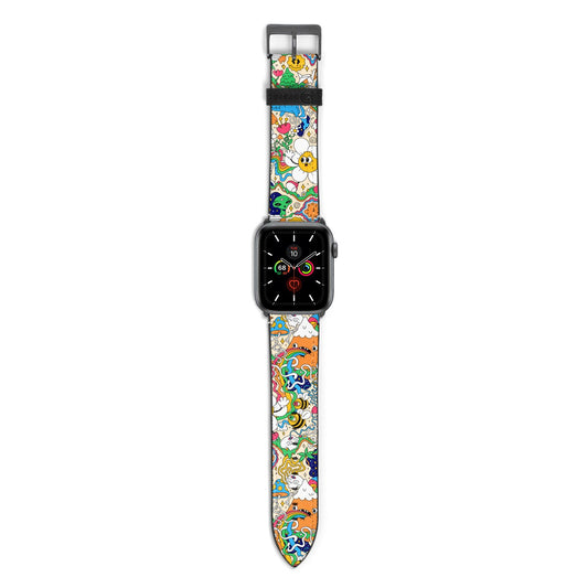 Psychedelic Trippy Apple Watch Strap with Space Grey Hardware