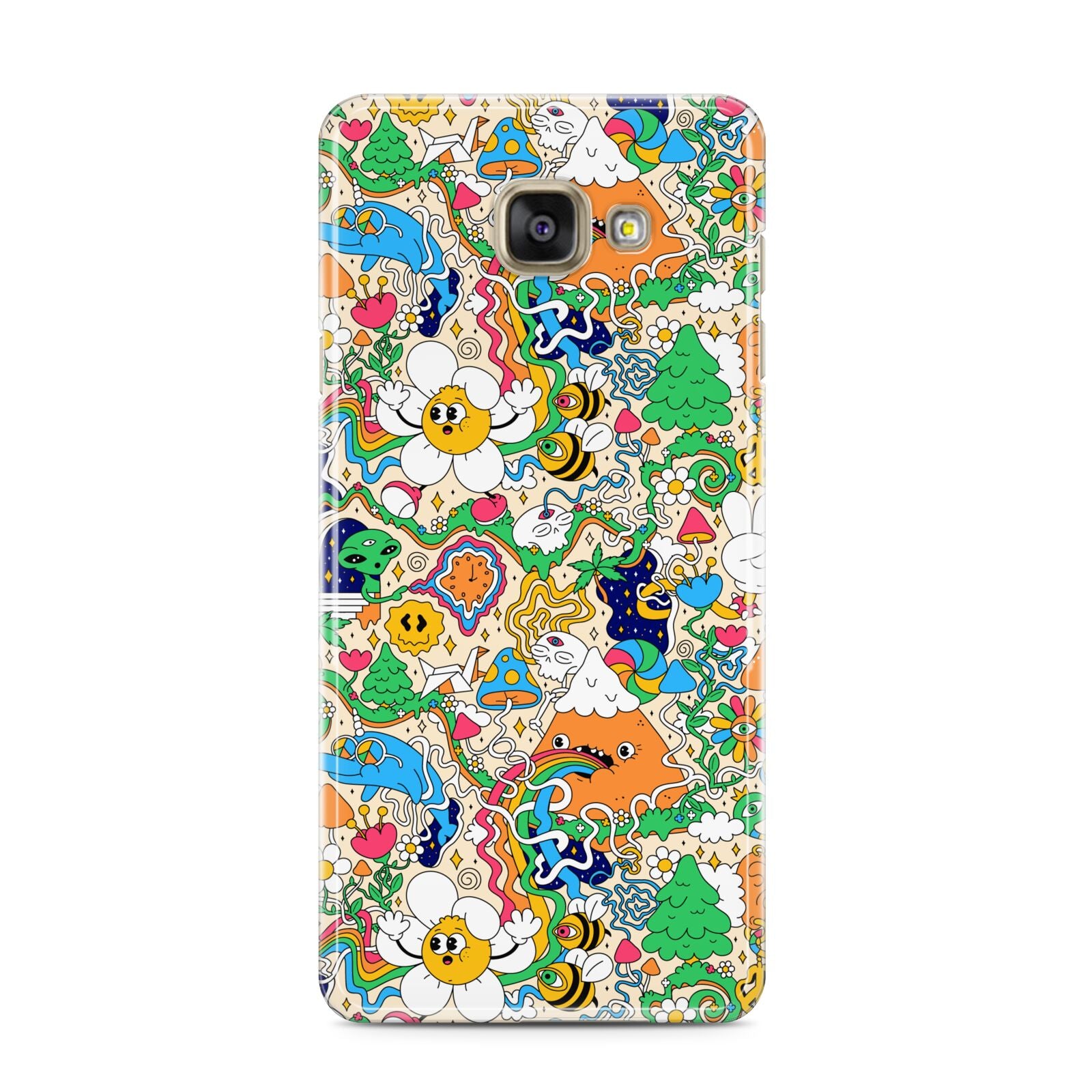 Psychedelic Trippy Samsung Galaxy A3 2016 Case on gold phone