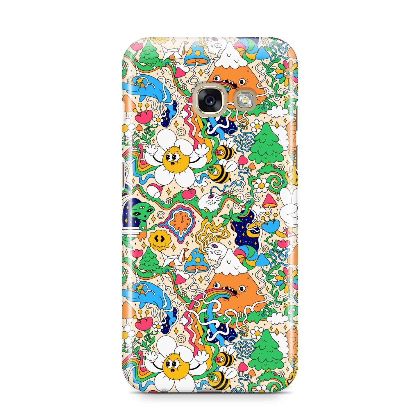 Psychedelic Trippy Samsung Galaxy A3 2017 Case on gold phone