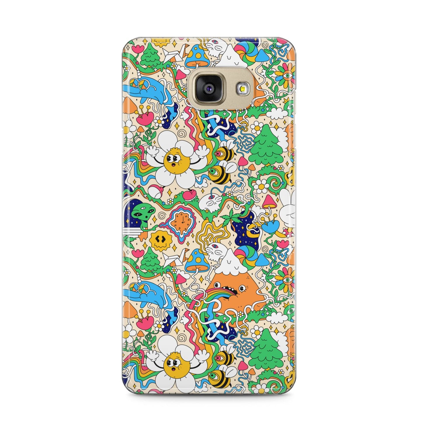 Psychedelic Trippy Samsung Galaxy A5 2016 Case on gold phone