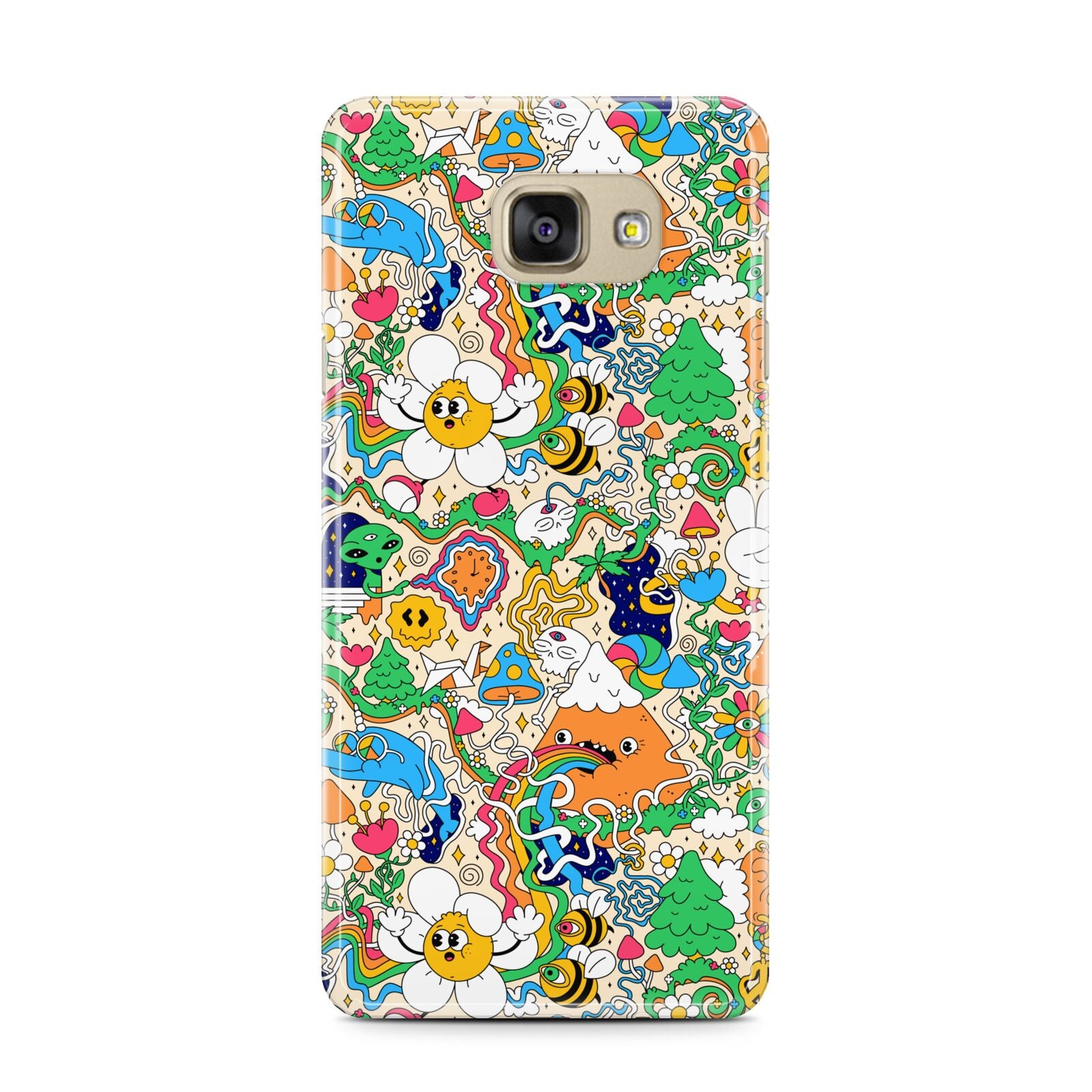 Psychedelic Trippy Samsung Galaxy A7 2016 Case on gold phone