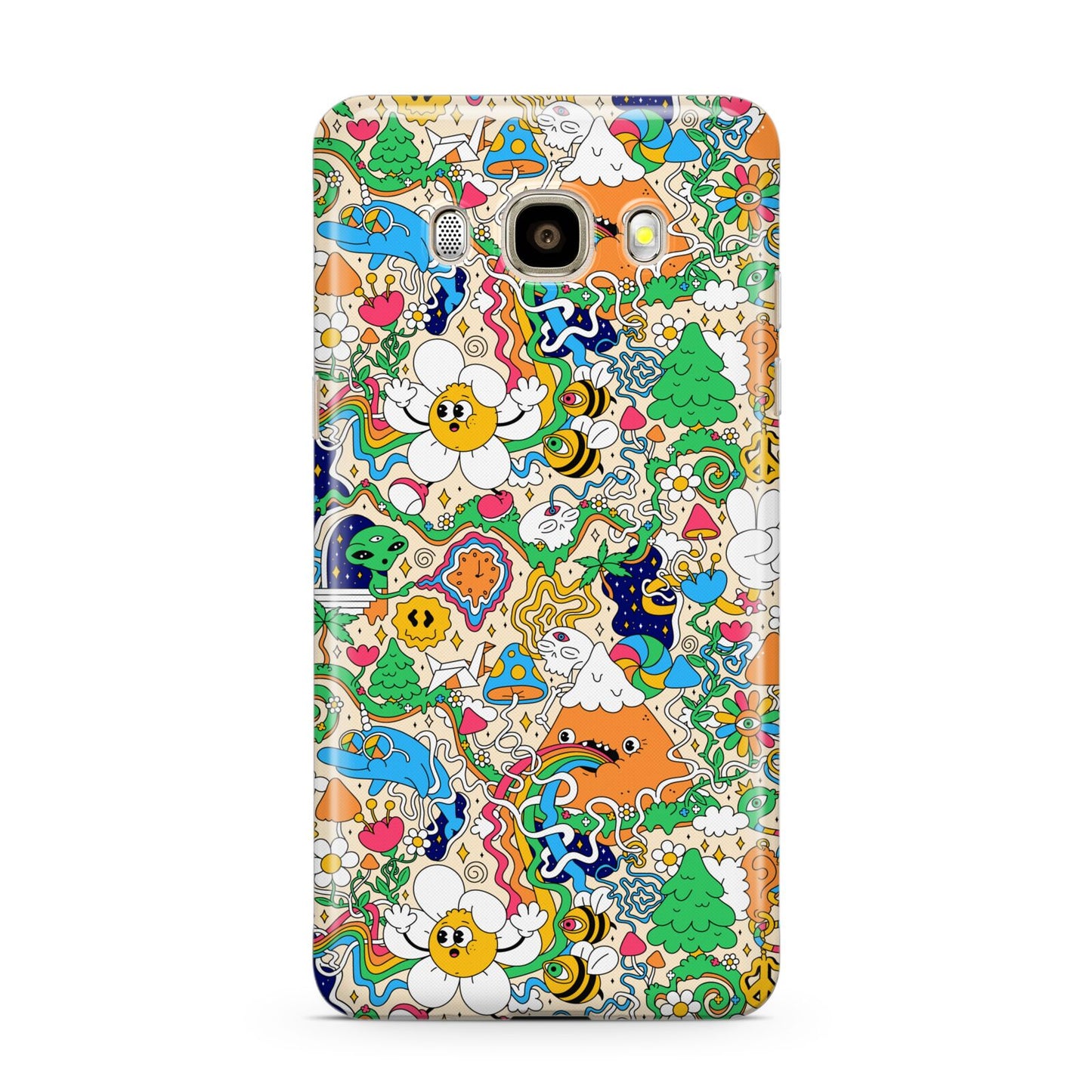 Psychedelic Trippy Samsung Galaxy J7 2016 Case on gold phone