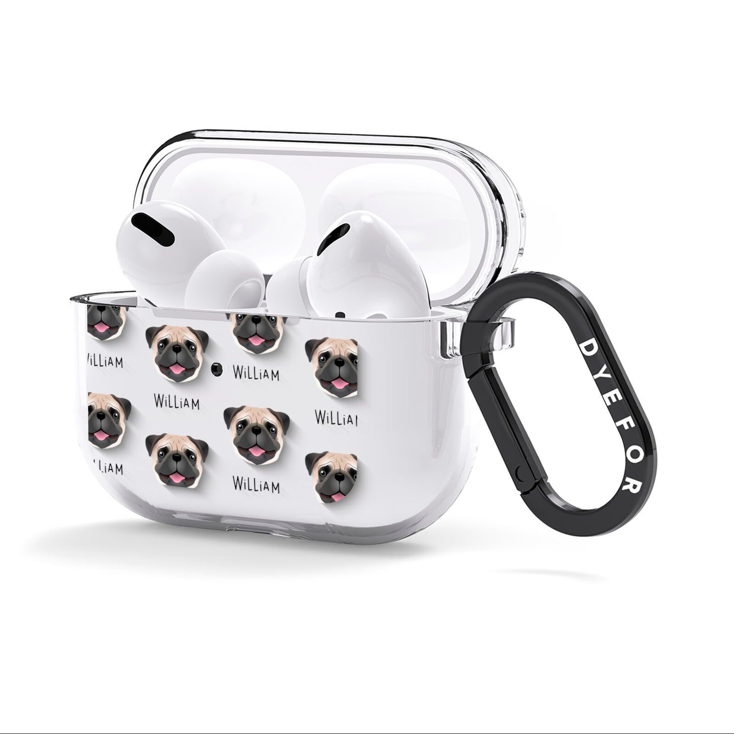 Pug Icon with Name AirPods Clear Case 3rd Gen Side Image
