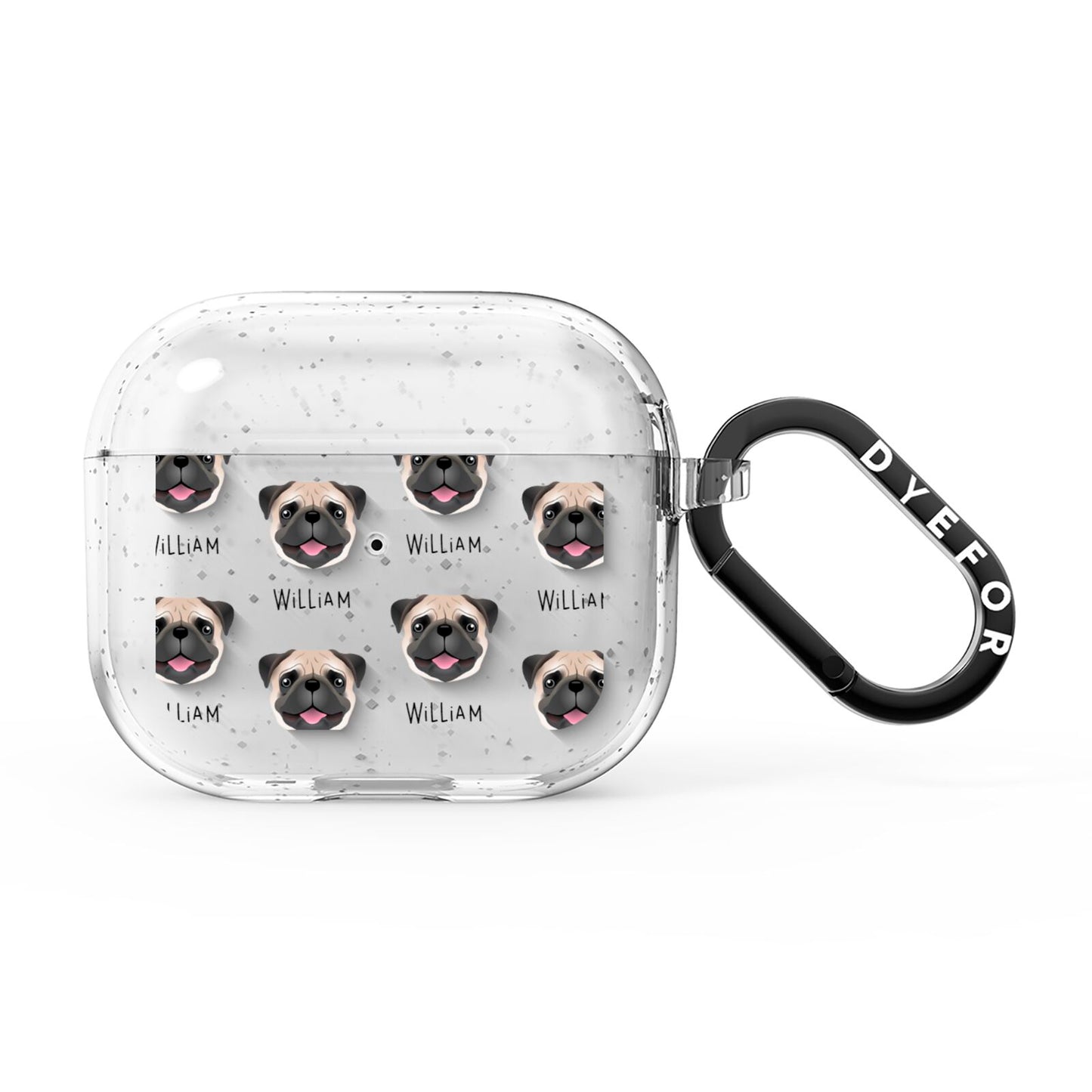 Pug Icon with Name AirPods Glitter Case 3rd Gen
