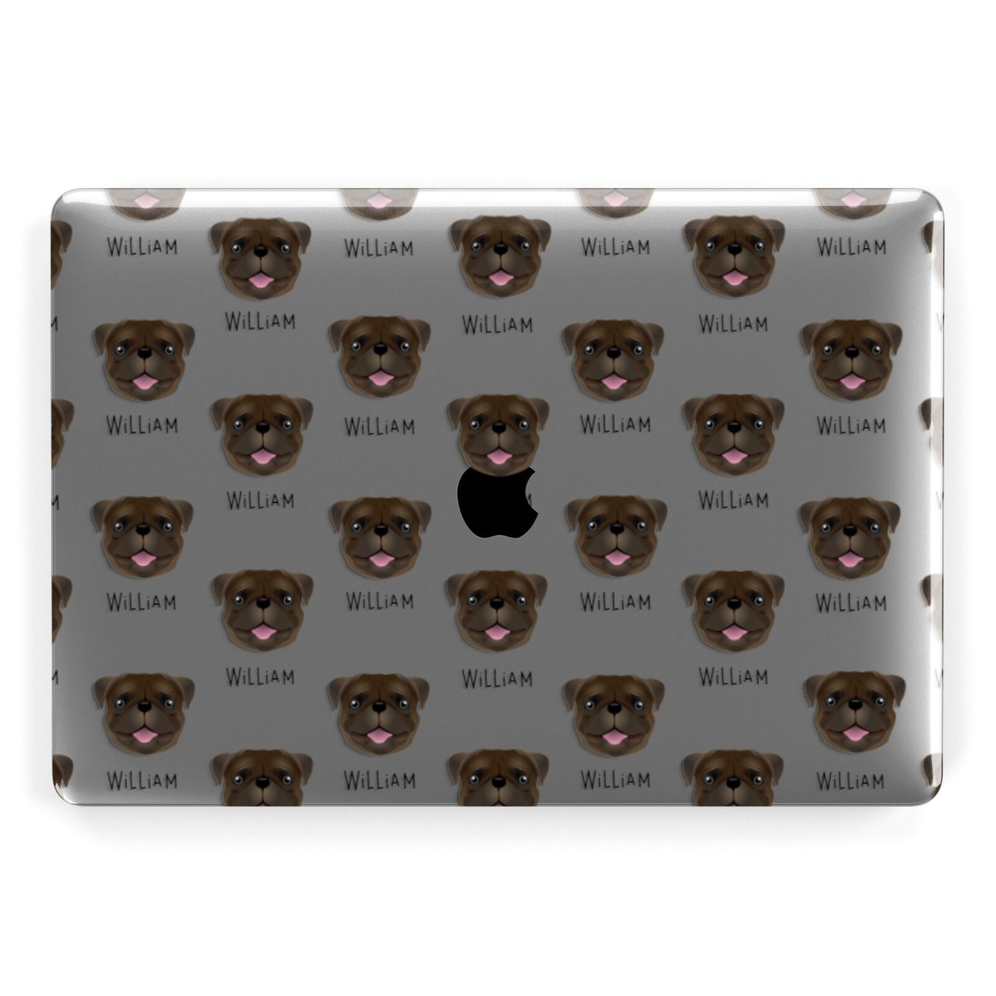 Pug Icon with Name Apple MacBook Case