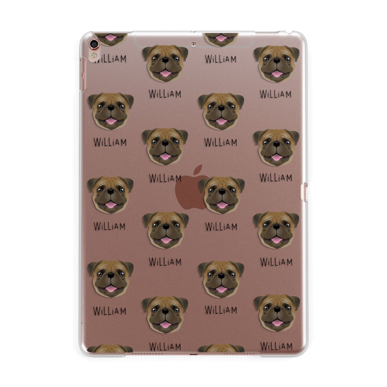 Pug Icon with Name Apple iPad Rose Gold Case