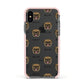 Pug Icon with Name Apple iPhone Xs Impact Case Pink Edge on Black Phone