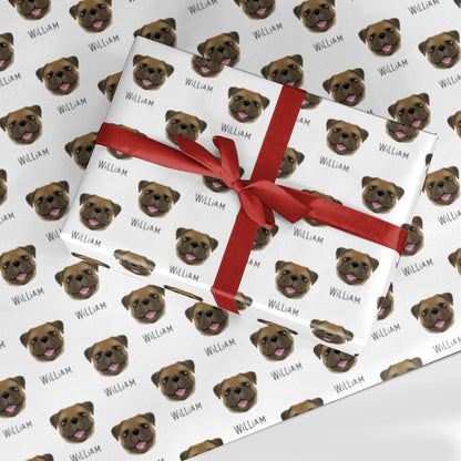 Pug Icon with Name Custom Wrapping Paper