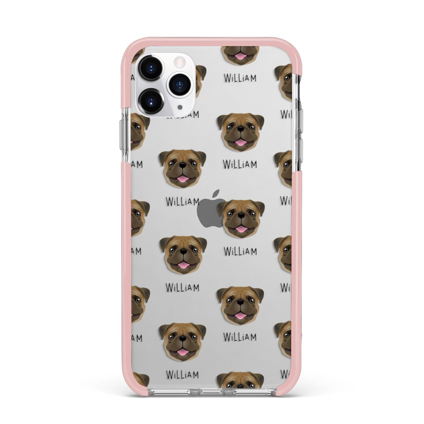 Pug Icon with Name iPhone 11 Pro Max Impact Pink Edge Case