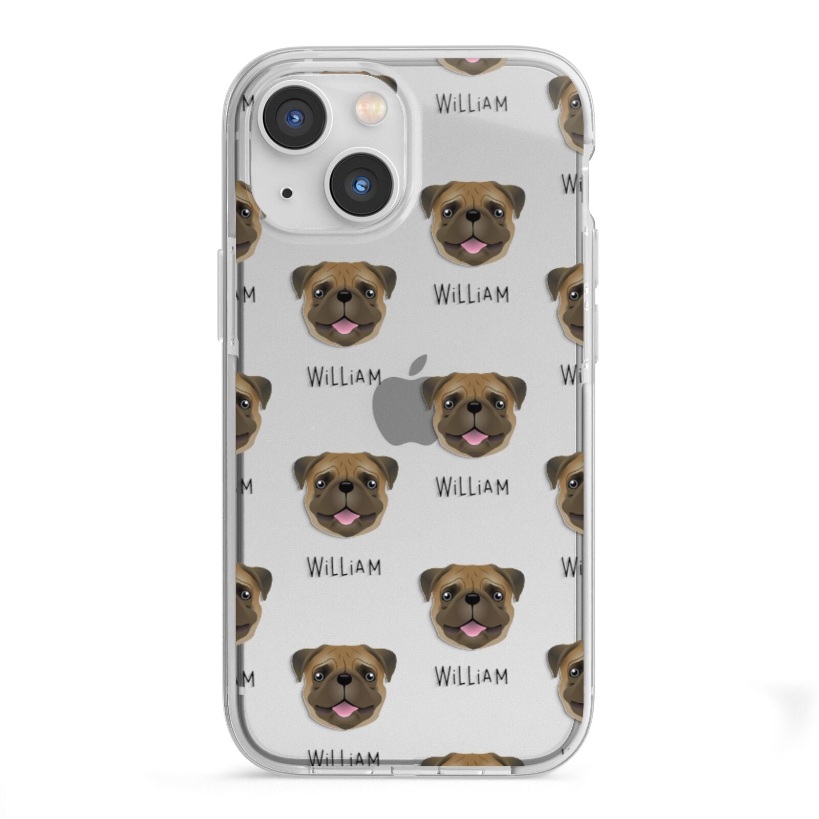Pug Icon with Name iPhone 13 Mini TPU Impact Case with White Edges