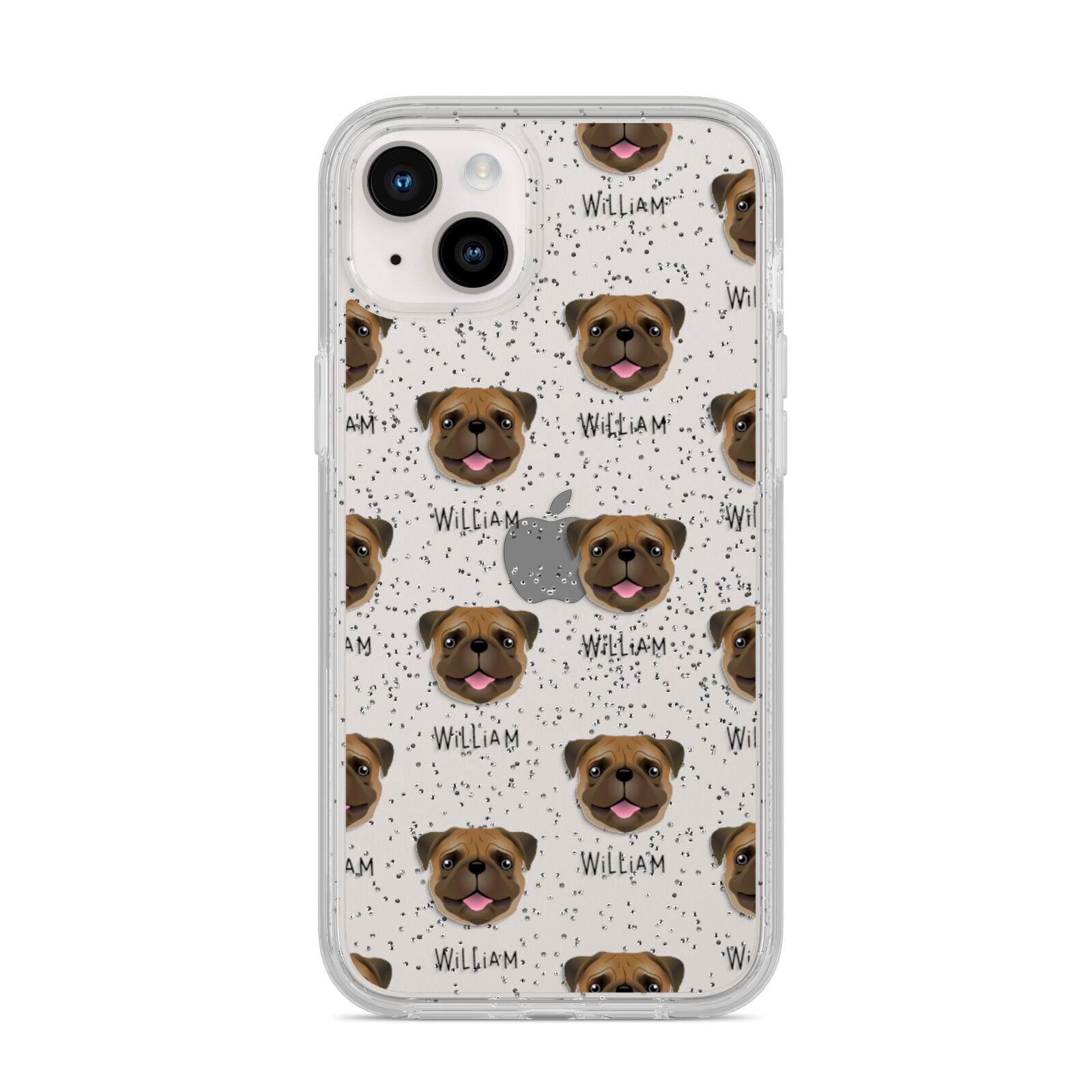 Pug Icon with Name iPhone 14 Plus Glitter Tough Case Starlight