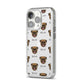 Pug Icon with Name iPhone 14 Pro Clear Tough Case Silver Angled Image