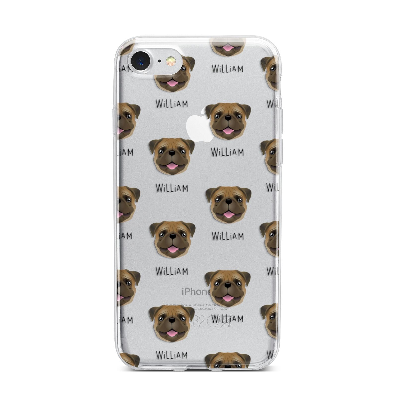 Pug Icon with Name iPhone 7 Bumper Case on Silver iPhone