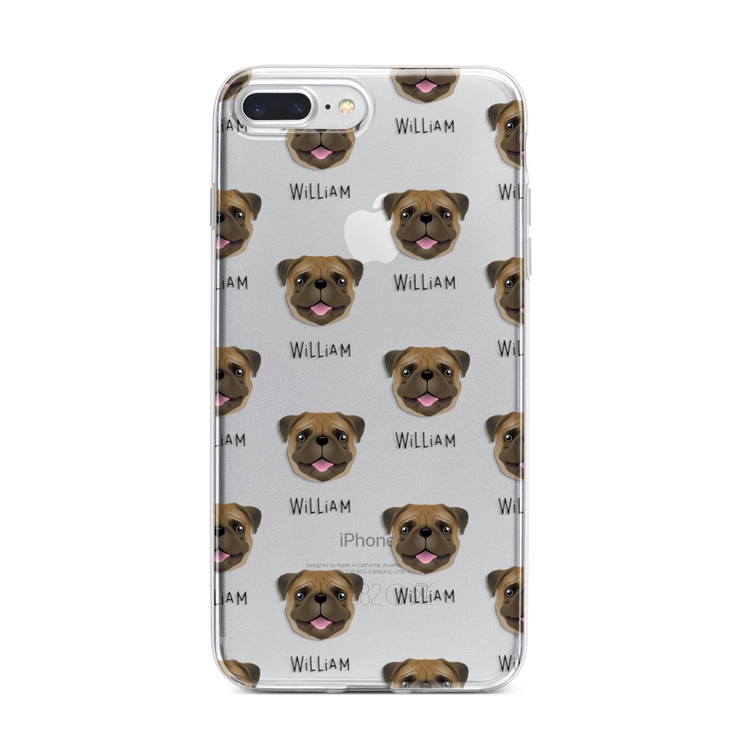 Pug Icon with Name iPhone 7 Plus Bumper Case on Silver iPhone