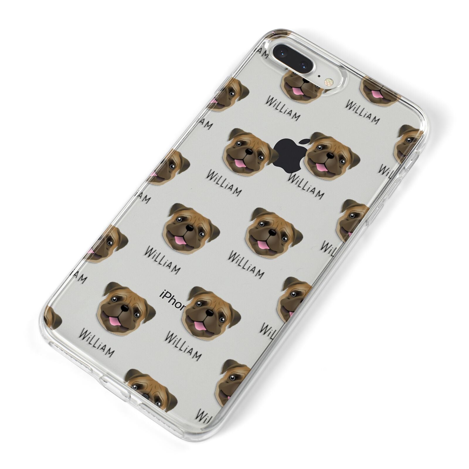 Pug Icon with Name iPhone 8 Plus Bumper Case on Silver iPhone Alternative Image