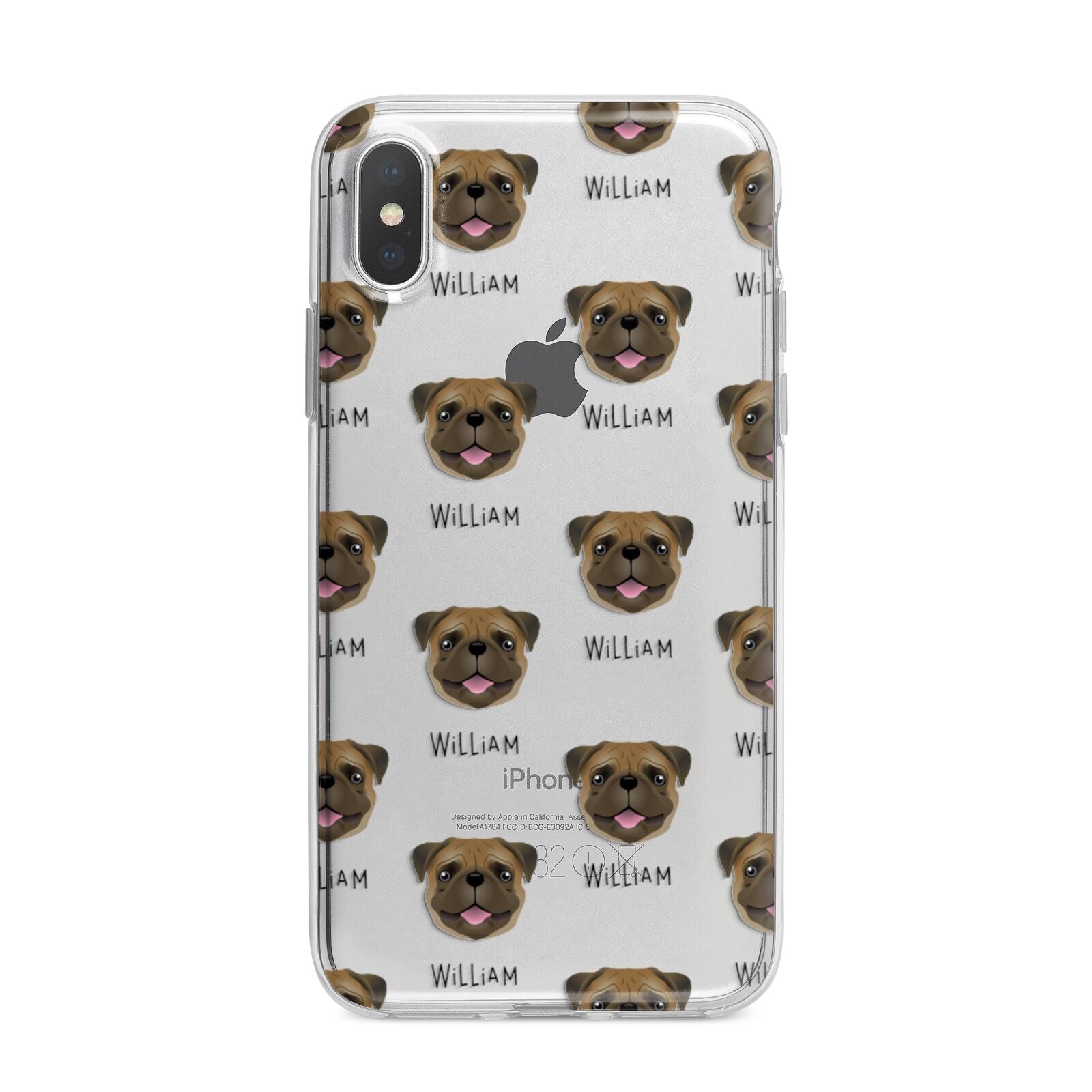 Pug Icon with Name iPhone X Bumper Case on Silver iPhone Alternative Image 1