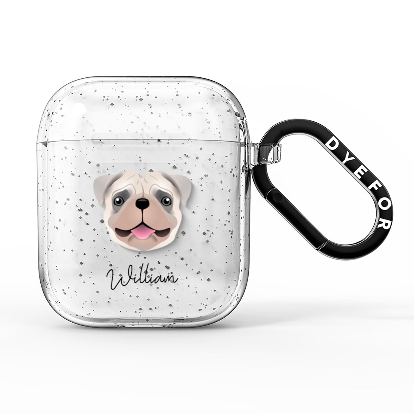Pug Personalised AirPods Glitter Case