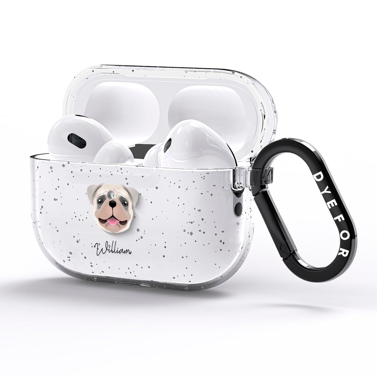 Pug Personalised AirPods Pro Glitter Case Side Image