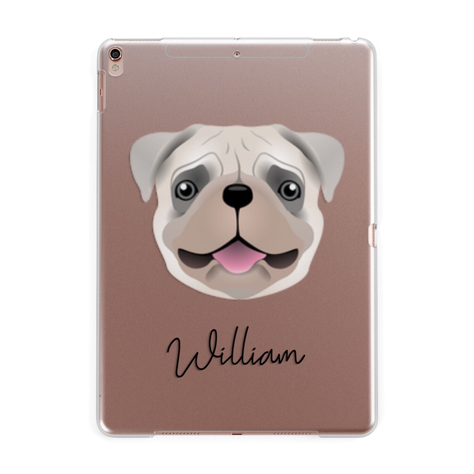 Pug Personalised Apple iPad Rose Gold Case