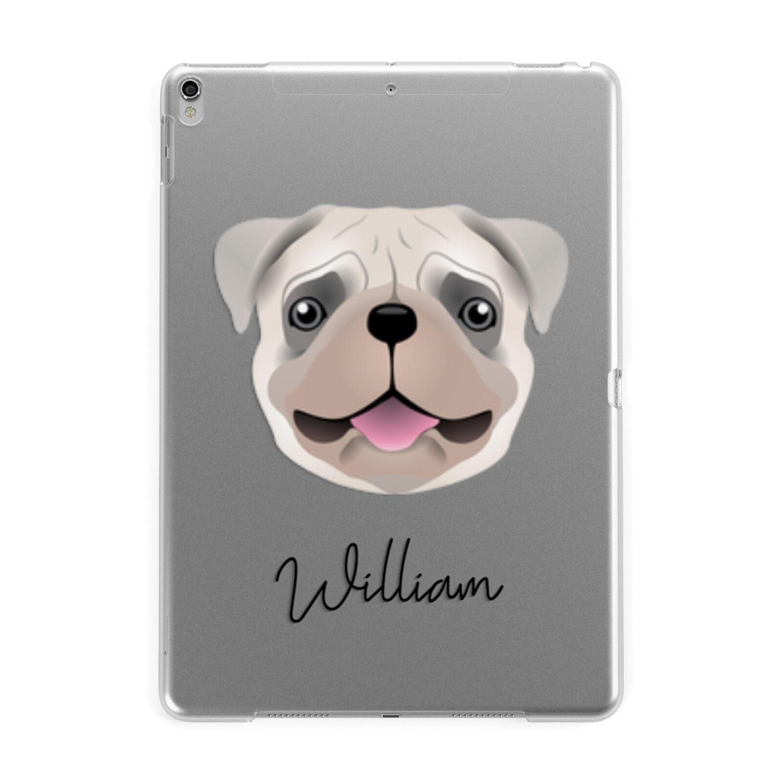 Pug Personalised Apple iPad Silver Case