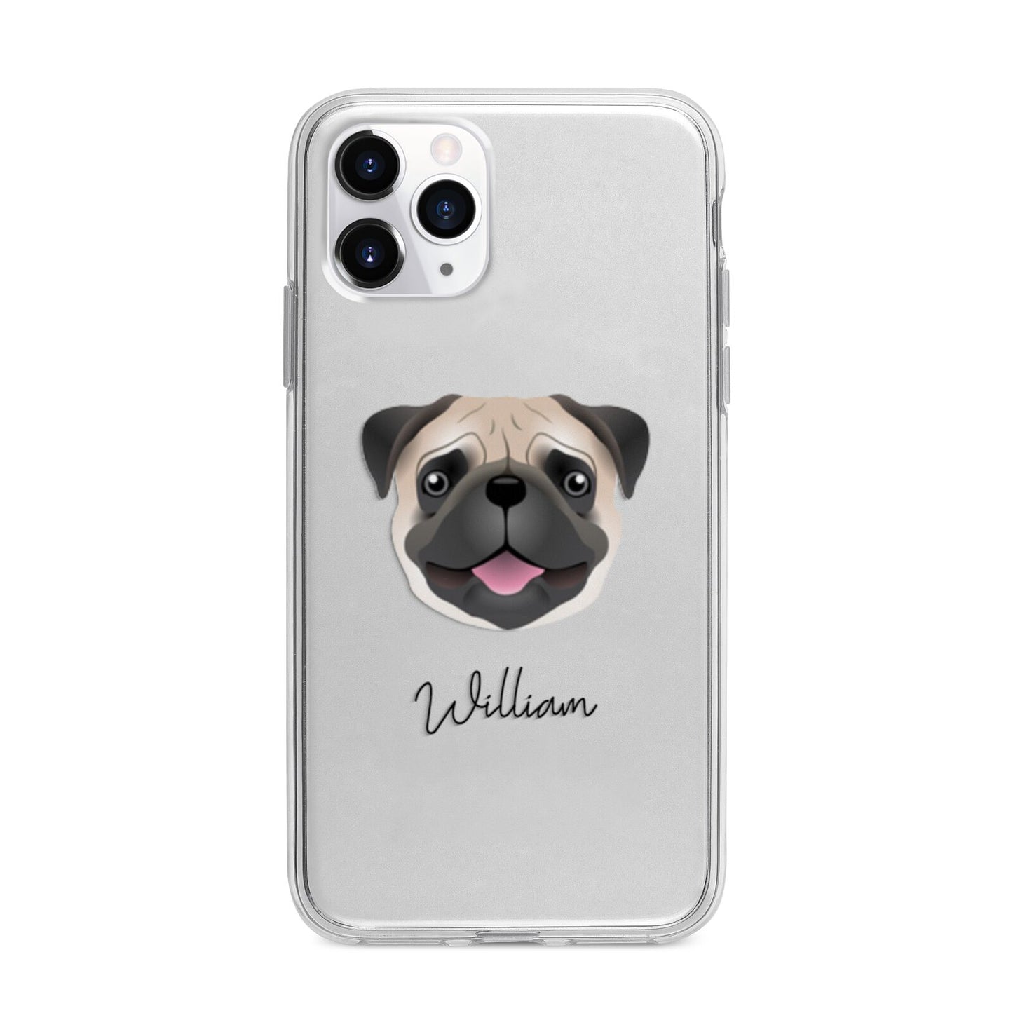 Pug Personalised Apple iPhone 11 Pro Max in Silver with Bumper Case