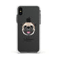 Pug Personalised Apple iPhone Xs Impact Case White Edge on Black Phone