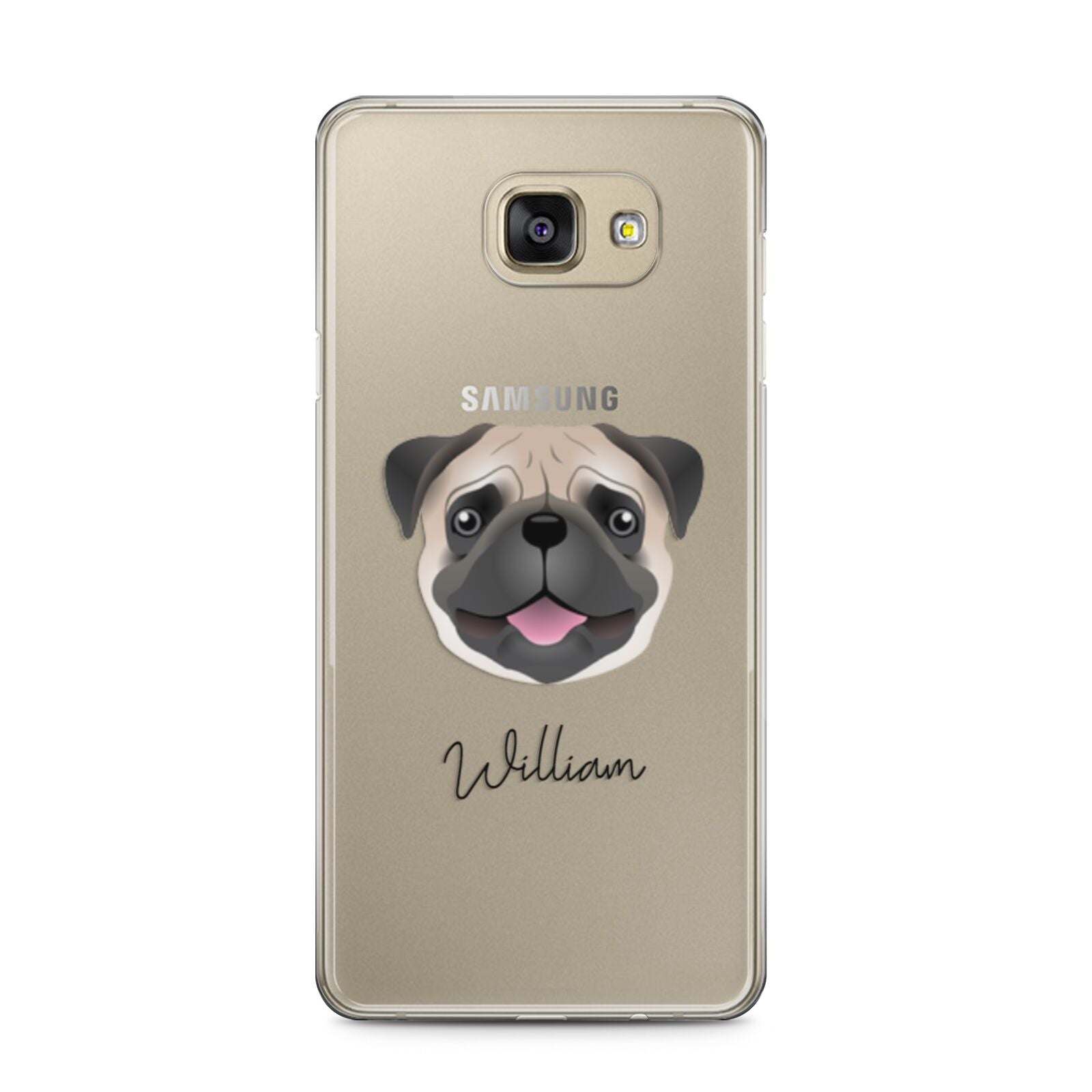Pug Personalised Samsung Galaxy A5 2016 Case on gold phone