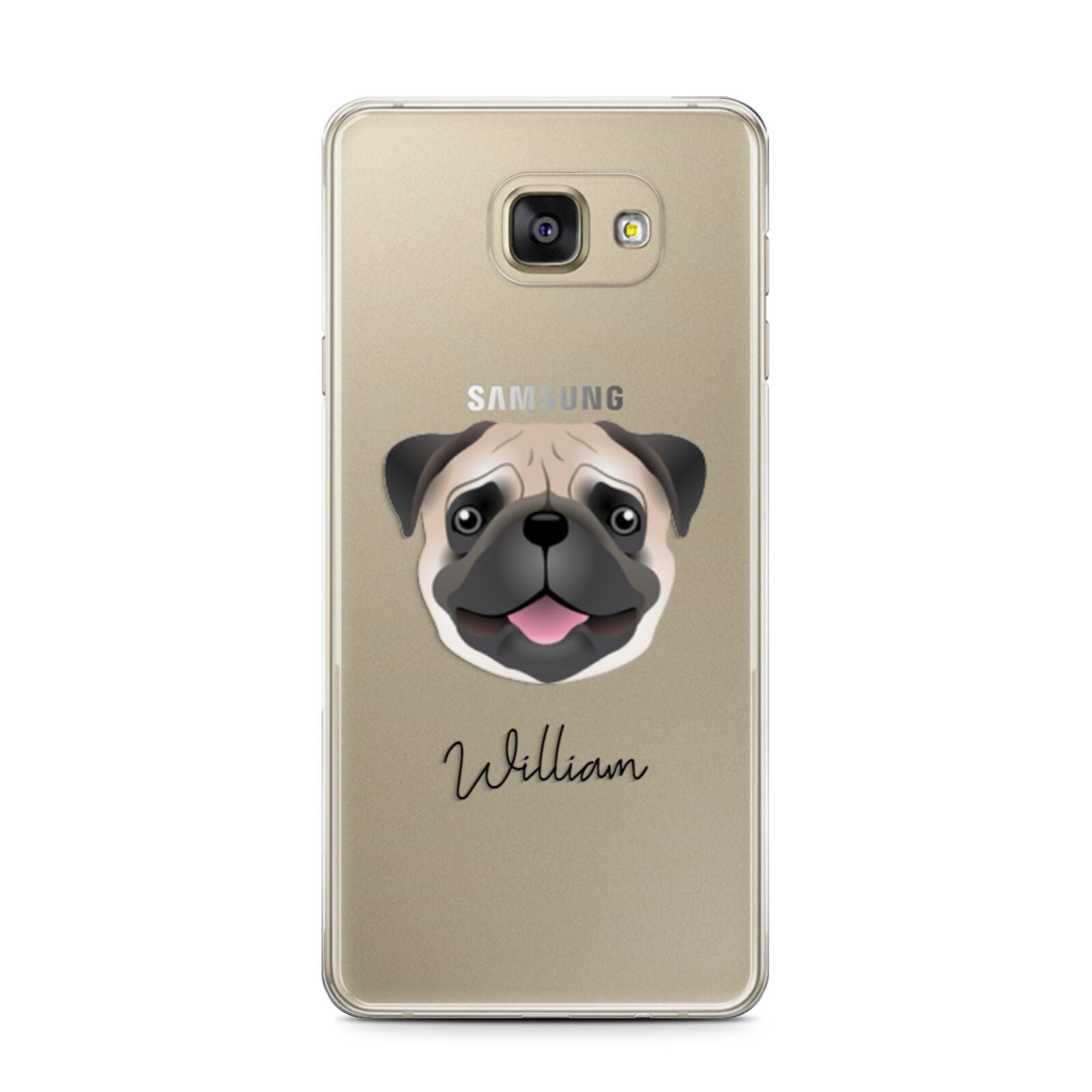 Pug Personalised Samsung Galaxy A7 2016 Case on gold phone