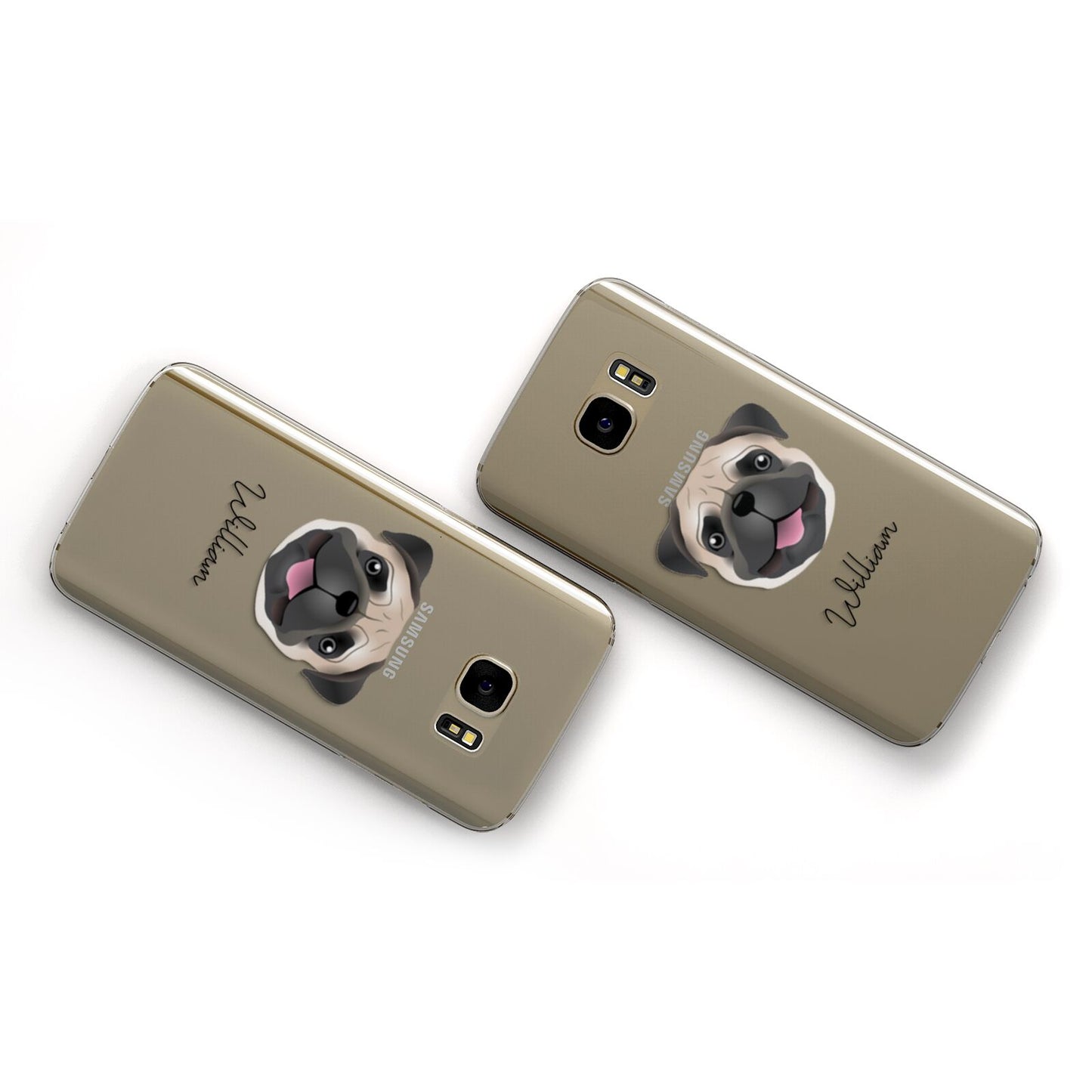 Pug Personalised Samsung Galaxy Case Flat Overview