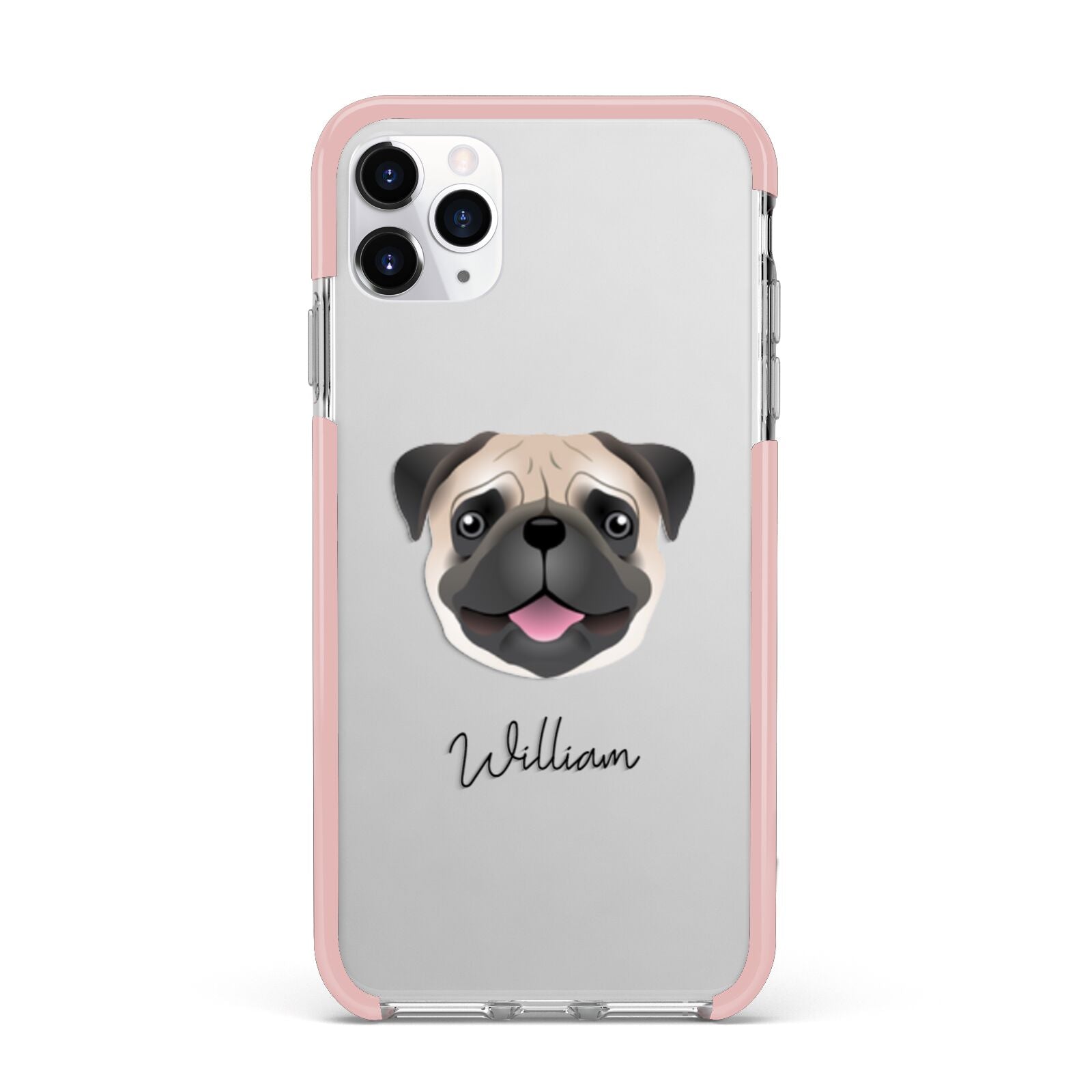 Pug Personalised iPhone 11 Pro Max Impact Pink Edge Case
