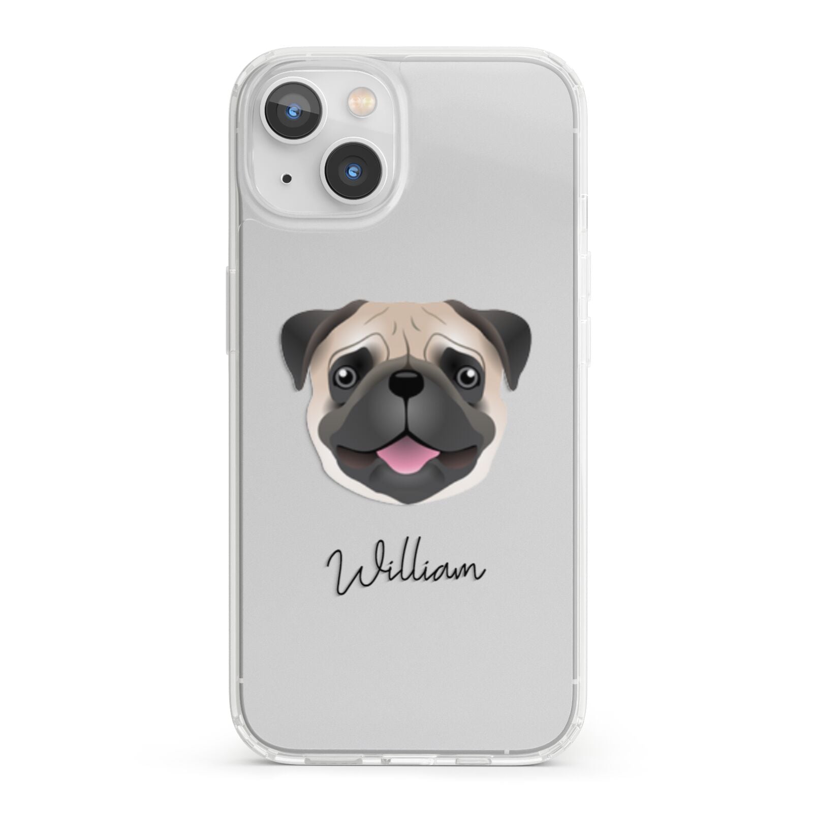 Pug Personalised iPhone 13 Clear Bumper Case