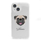 Pug Personalised iPhone 13 Mini Clear Bumper Case