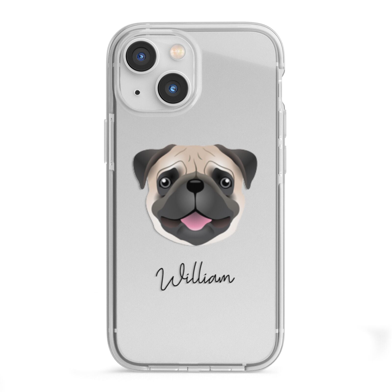 Pug Personalised iPhone 13 Mini TPU Impact Case with White Edges