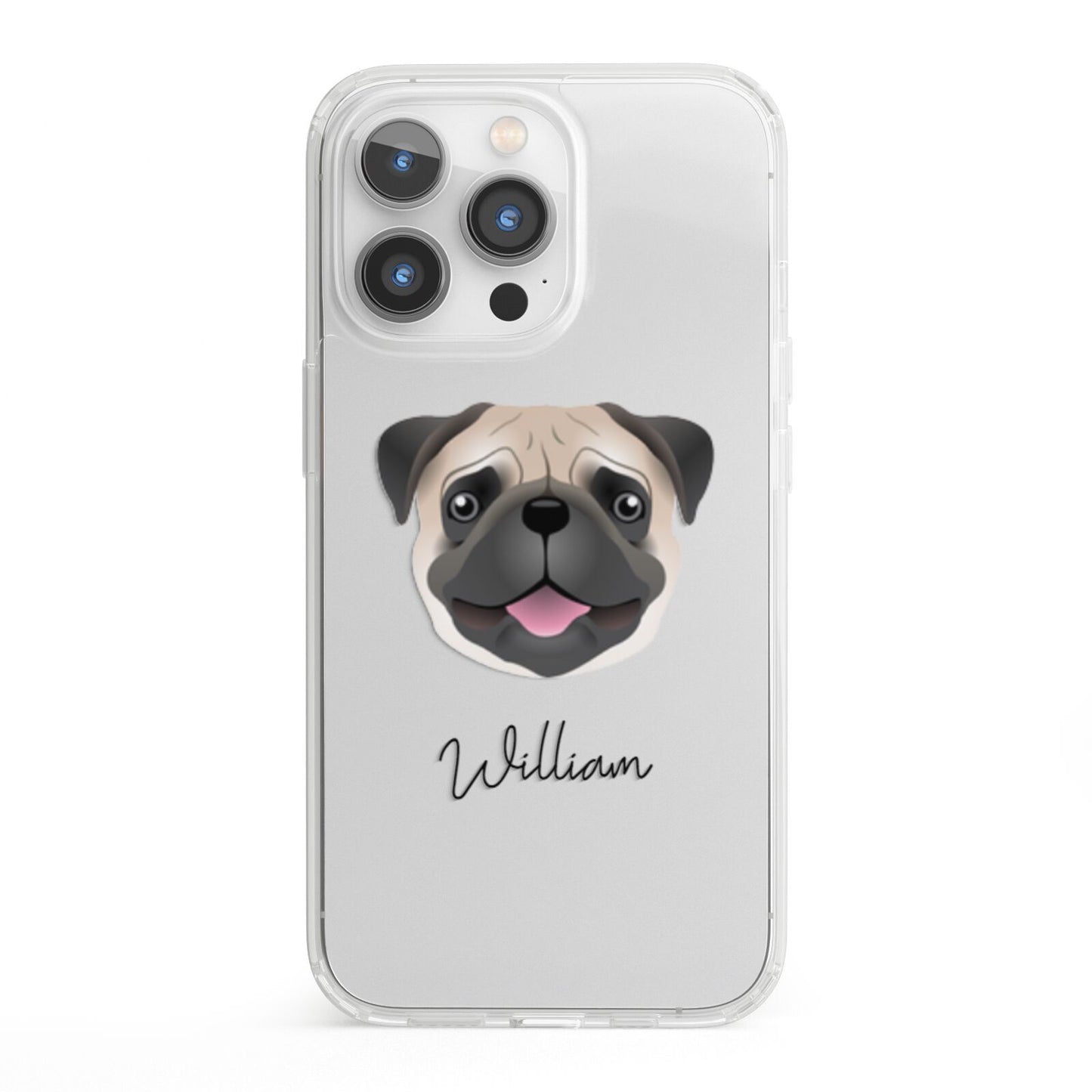Pug Personalised iPhone 13 Pro Clear Bumper Case