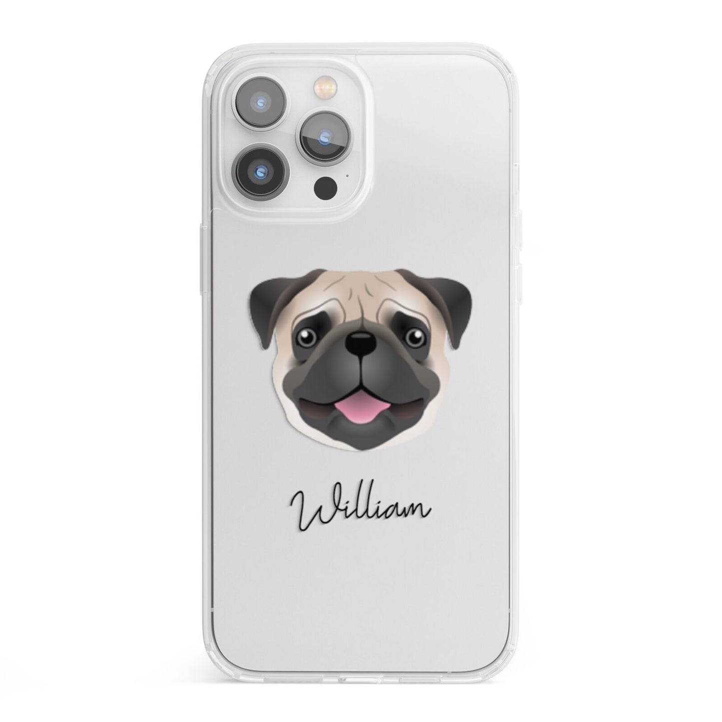 Pug Personalised iPhone 13 Pro Max Clear Bumper Case