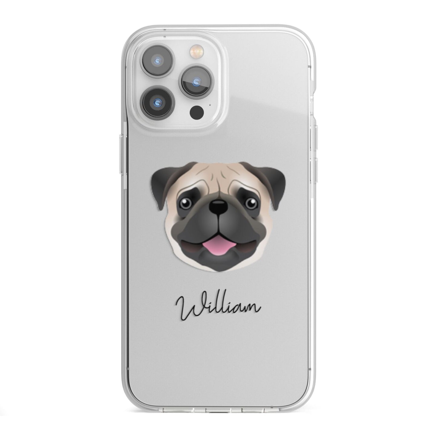 Pug Personalised iPhone 13 Pro Max TPU Impact Case with White Edges