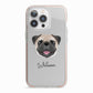 Pug Personalised iPhone 13 Pro TPU Impact Case with Pink Edges