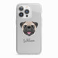 Pug Personalised iPhone 13 Pro TPU Impact Case with White Edges