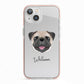 Pug Personalised iPhone 13 TPU Impact Case with Pink Edges