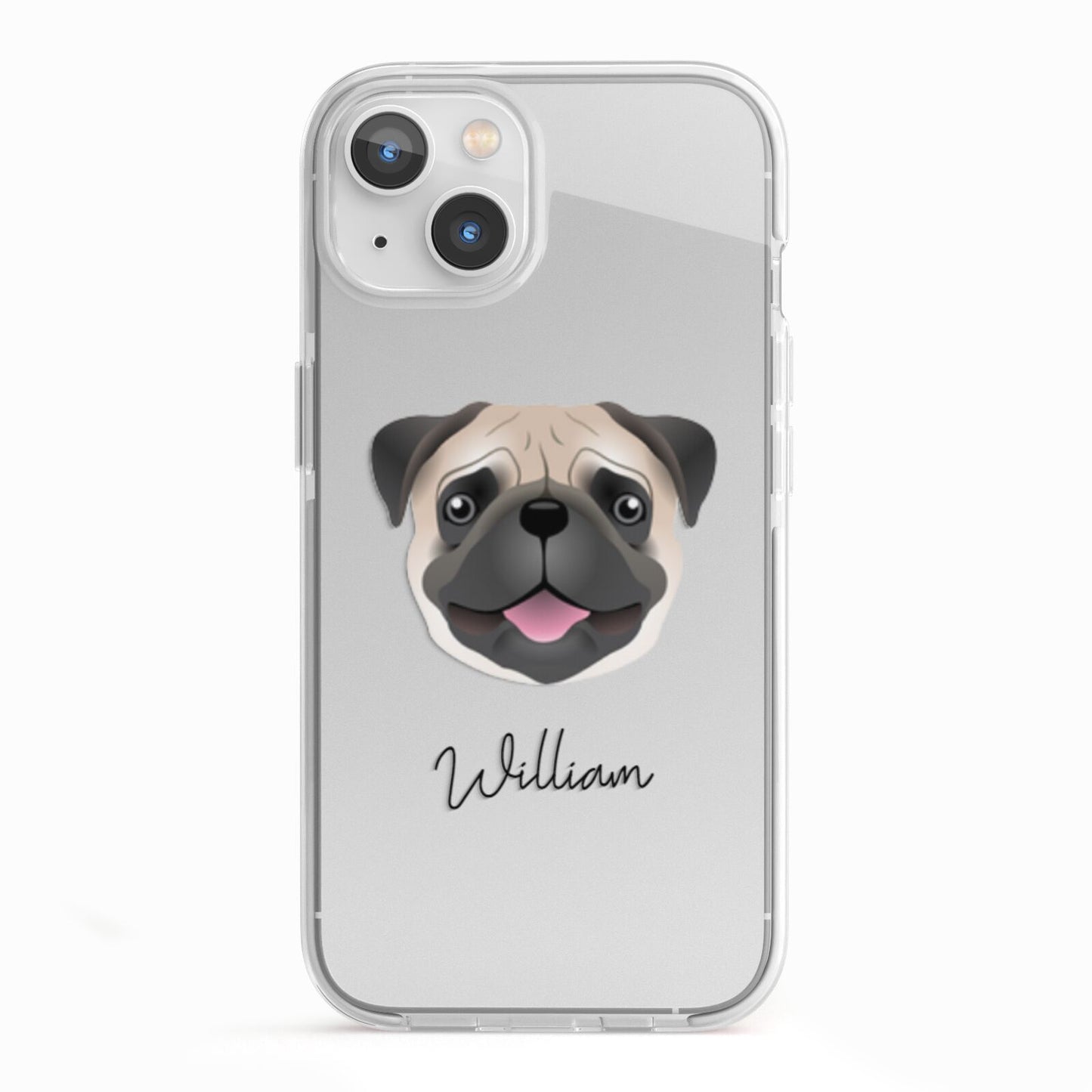 Pug Personalised iPhone 13 TPU Impact Case with White Edges