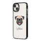 Pug Personalised iPhone 14 Plus Black Impact Case Side Angle on Silver phone