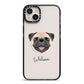 Pug Personalised iPhone 14 Plus Black Impact Case on Silver phone