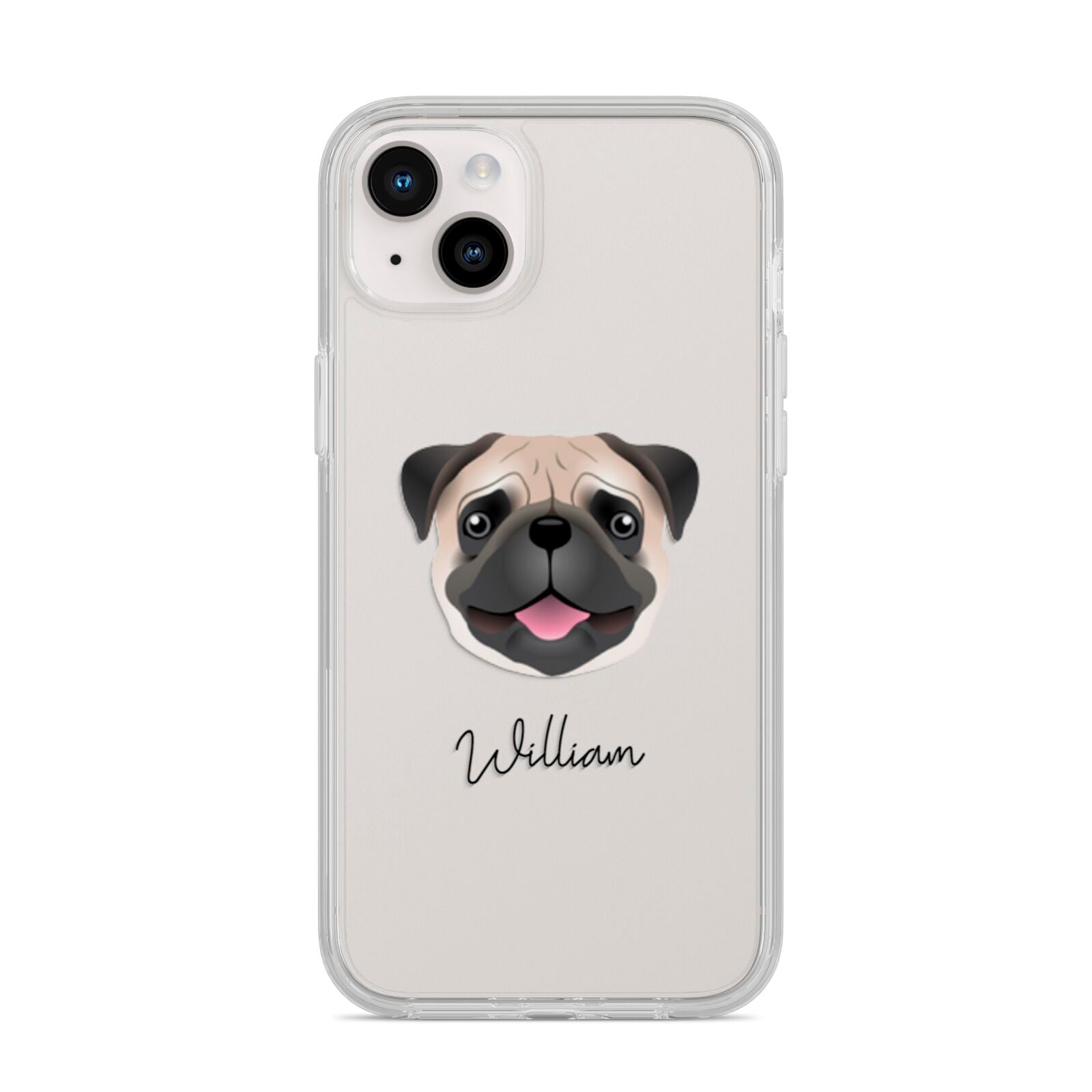 Pug Personalised iPhone 14 Plus Clear Tough Case Starlight