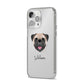 Pug Personalised iPhone 14 Pro Max Clear Tough Case Silver Angled Image
